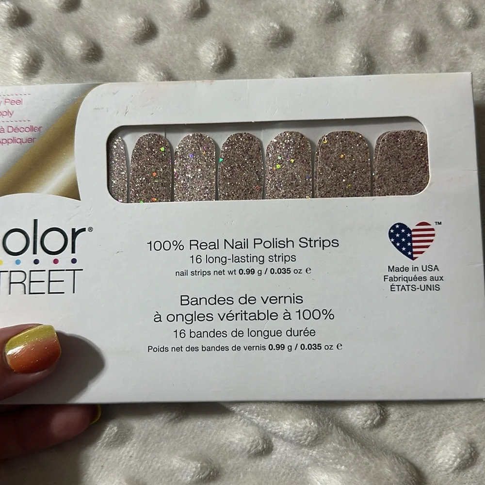 🩶5/$30 Tokyo Lights Color Street Nail Strips Pink Gold Holographic Sparkle NEW - Picture 6 of 6